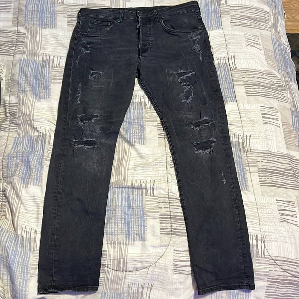 Black Slim Fit Ripped Jeans